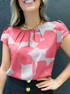 Dam Blus Kortärmad Elegant Kontorsstil Lös