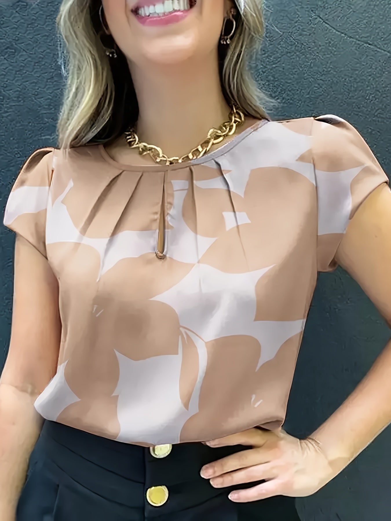 Dam Blus Kortärmad Elegant Kontorsstil Lös