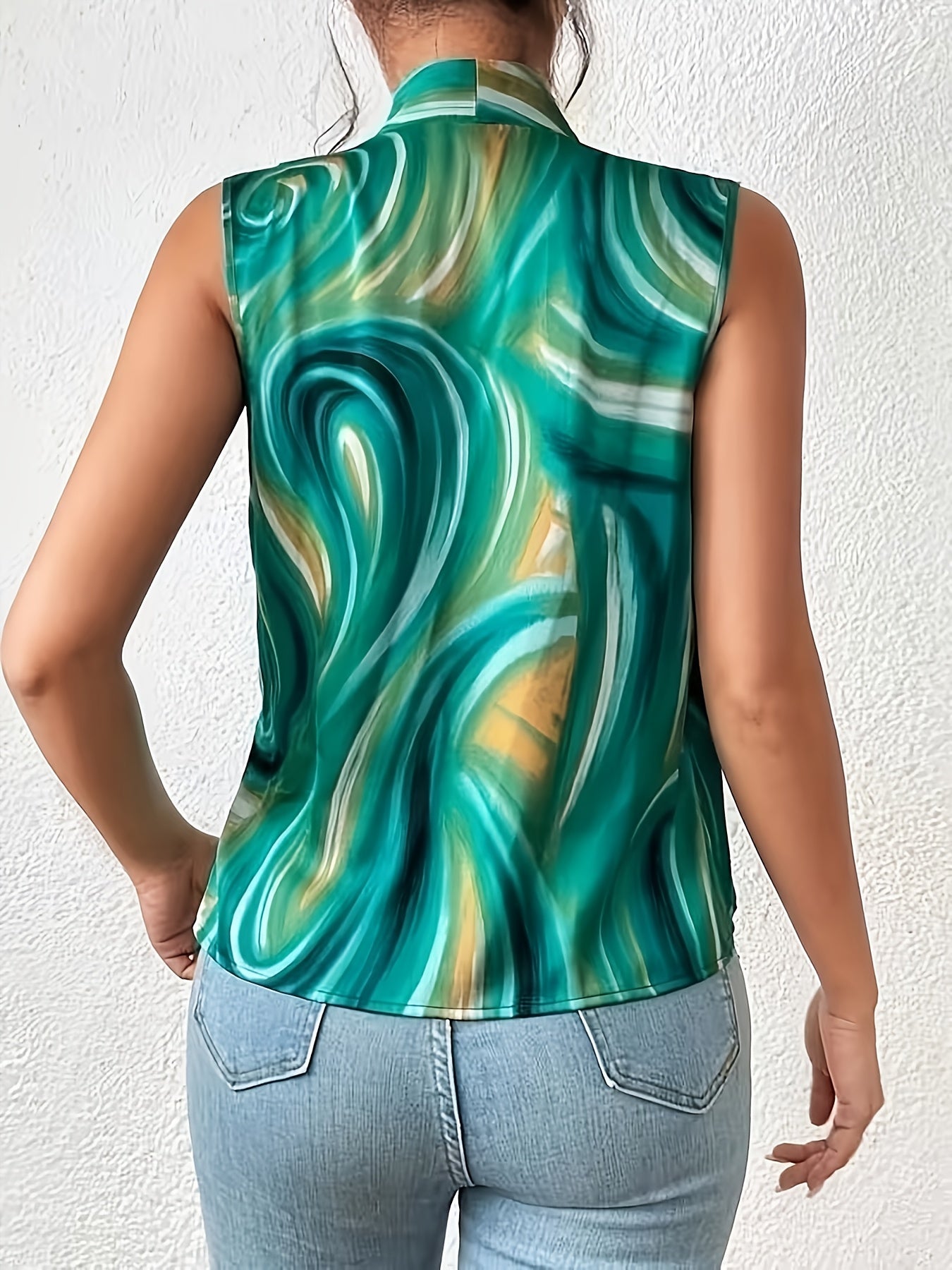 Dam Blus Ärmlös Omlott Vardagsstil Elegant